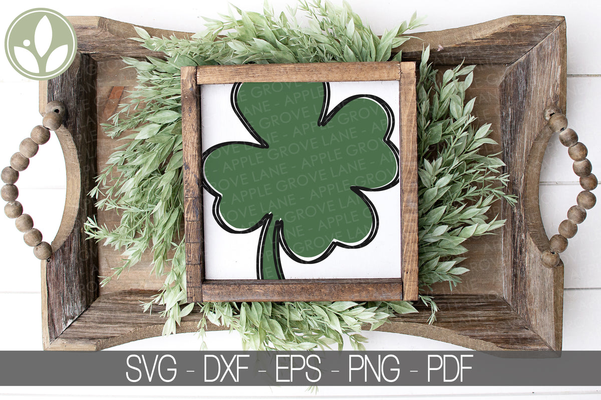 4 Leaf Clover Outline SVG, Lucky Clover SVG Vector Files