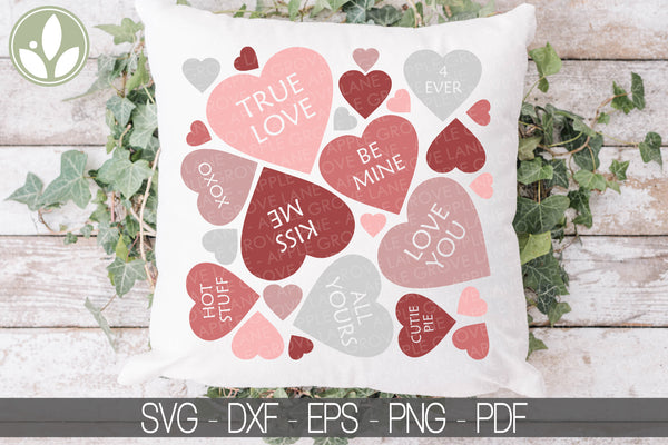 Conversation Hearts Svg - Valentine Svg - Valentine's Day Svg - Love Svg - Heart Svg - Wedding Svg - Valentine Hearts Svg