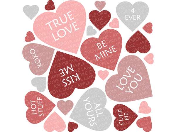 Conversation Hearts Svg - Valentine Svg - Valentine's Day Svg - Love Svg - Heart Svg - Wedding Svg - Valentine Hearts Svg
