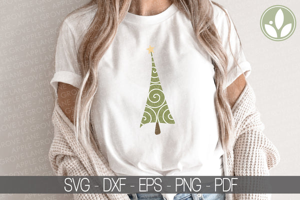 Fancy Christmas Tree Svg - Christmas Svg - Swirl Christmas Tree Svg - Christmas Tree Svg - Christmas Tree Clipart - Christmas Shirt Svg