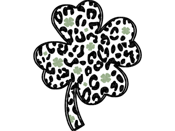 Leopard Shamrock Svg - St Patrick Svg - Four Leaf Clover Svg - St Patty Svg - Leopard Clover Svg - Shamrock Svg - Cheetah Print Clover Svg