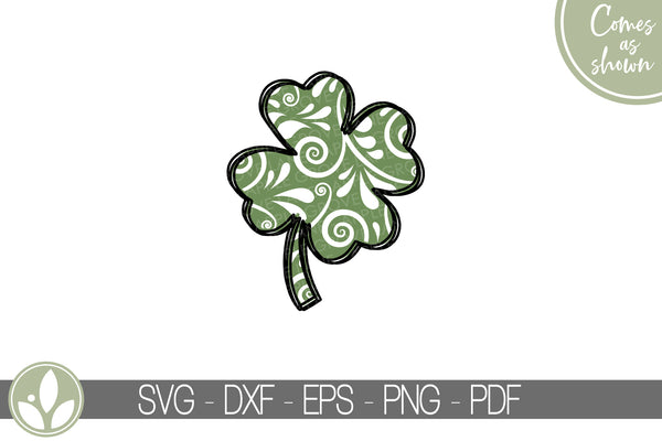 Swirly Shamrock Svg - St Patricks Svg - Fancy Shamrock Svg - Four Leaf Clover Svg - Floral Shamrock Svg - St Patrick Svg - Clover Svg