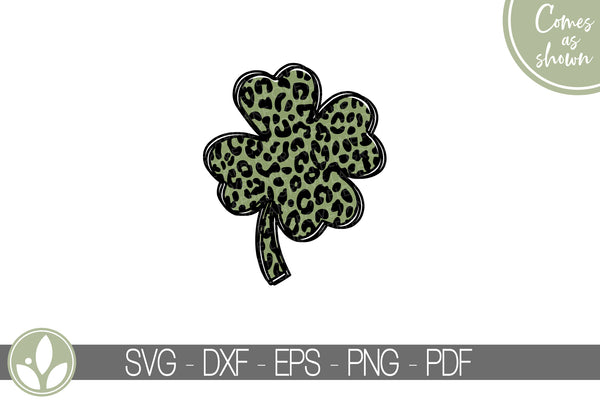 Green Leopard Shamrock Svg - St Patrick Svg - Four Leaf Clover Svg - St Patty Svg - Leopard Clover Svg - Shamrock Svg - Cheetah Print Clover Svg