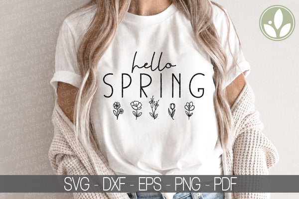 Hello Spring Svg - Spring Svg - Spring Flowers Svg - Easter Svg - Spring Shirt Svg - Flowers Svg - Kids Spring Svg - Spring Sign Svg