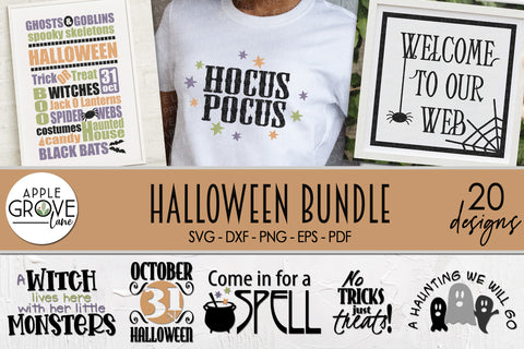 Halloween Svg Bundle - 20 Designs - Halloween Sign Svg - Halloween Png - Halloween Shirt Svg - Halloween Laser Cut File - Kids Halloween Svg