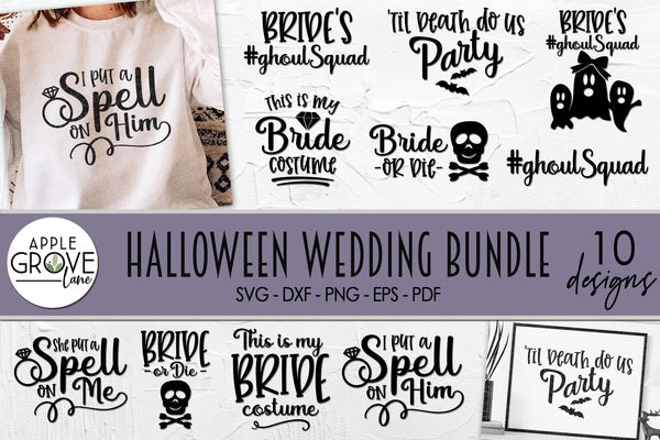 Halloween Wedding Svg Bundle - Halloween Bride Svg - Halloween Svg - Bachelorette Party SVG - Bridal Shower - Halloween Couple - His Her Halloween