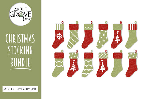 Christmas Stocking Svg Bundle - Christmas Svg - Christmas Sock Svg - Christmas Stocking Laser Cut File - 3d Christmas Stocking Svg
