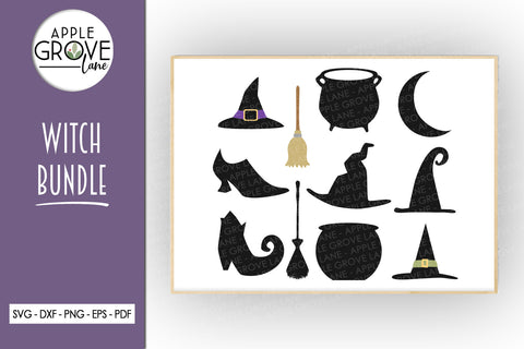 Witch Svg Bundle - Halloween Svg - Witch Hat Svg - Witch's Broom Svg - Witch Shoes Svg - Witch Hat Png - Witch Laser Cut Files - Cauldron